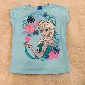 Disney Girls 6X Blue Elsa Short Sleeve Shirt